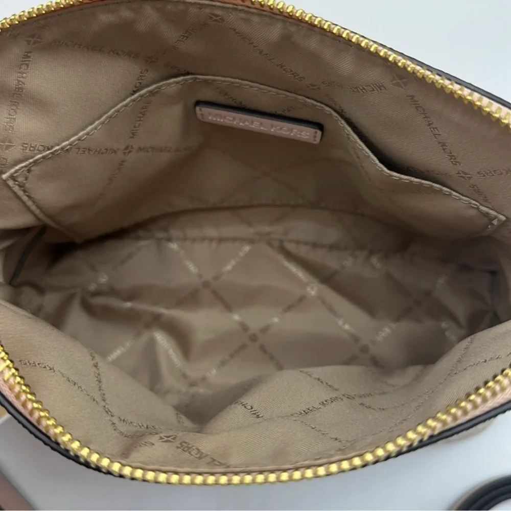 Michael Kors Jet Set Travel Md Metallic Signature Logo Dome Crossbody Satchel NW